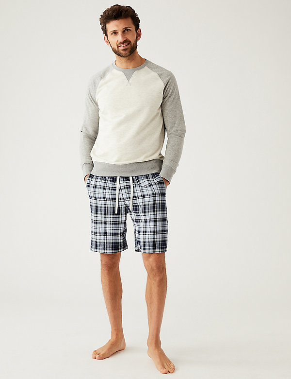 Pure Cotton Checked Loungewear Shorts - PE