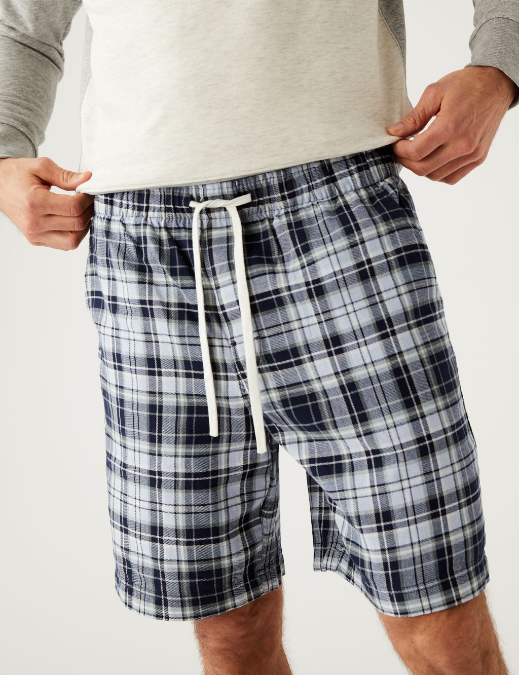 Pure Cotton Checked Loungewear Shorts image 2