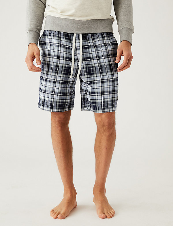 Pure Cotton Checked Loungewear Shorts - PE