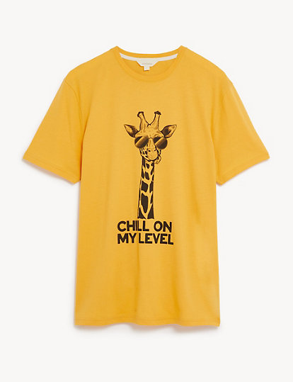 Pure Cotton Giraffe Print Loungewear Top