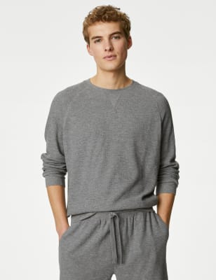 Pure Cotton Waffle Loungewear Sweatshirt