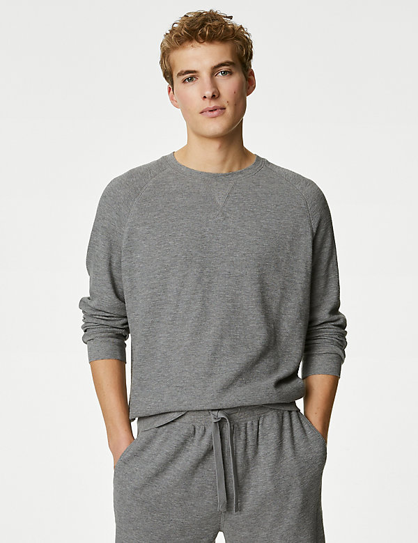 Pure Cotton Waffle Loungewear Sweatshirt - NL