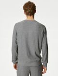 Loungewear-Sweatshirt aus reiner Baumwolle mit Waffelmuster