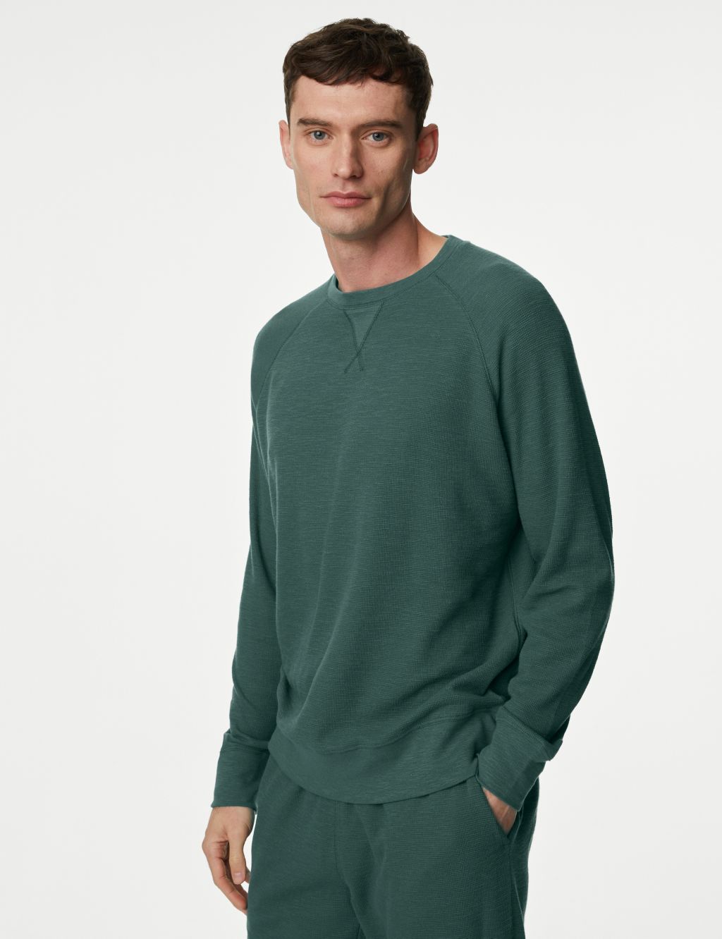 Pure Cotton Waffle Loungewear Sweatshirt