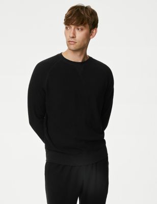 

Mens M&S Collection Pure Cotton Waffle Loungewear Sweatshirt - Black, Black