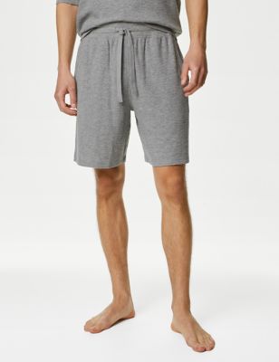 M&S Men's Pure Cotton Waffle Loungewear Shorts - M - Grey Marl, Grey Marl,Navy,Black,Smokey Green,Br
