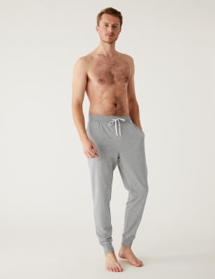 

Mens M&S Collection Pure Cotton Cuffed Loungewear Bottoms - Grey Mix, Grey Mix