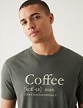 Pure Cotton Coffee Slogan Loungewear Top