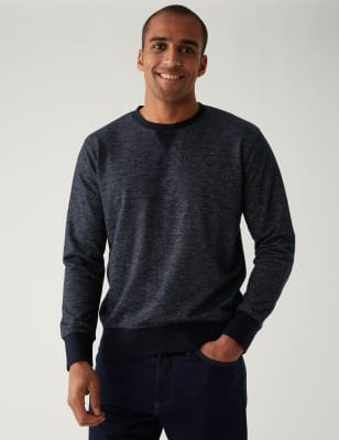 

Mens M&S Collection Cotton Rich Sweatshirt - Indigo Mix, Indigo Mix