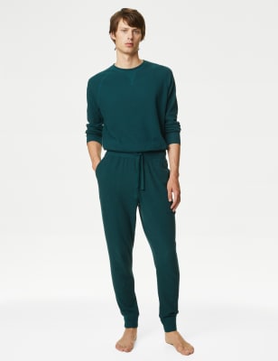 

Mens M&S Collection Pure Cotton Waffle Jogger Bottoms - Dark Green, Dark Green