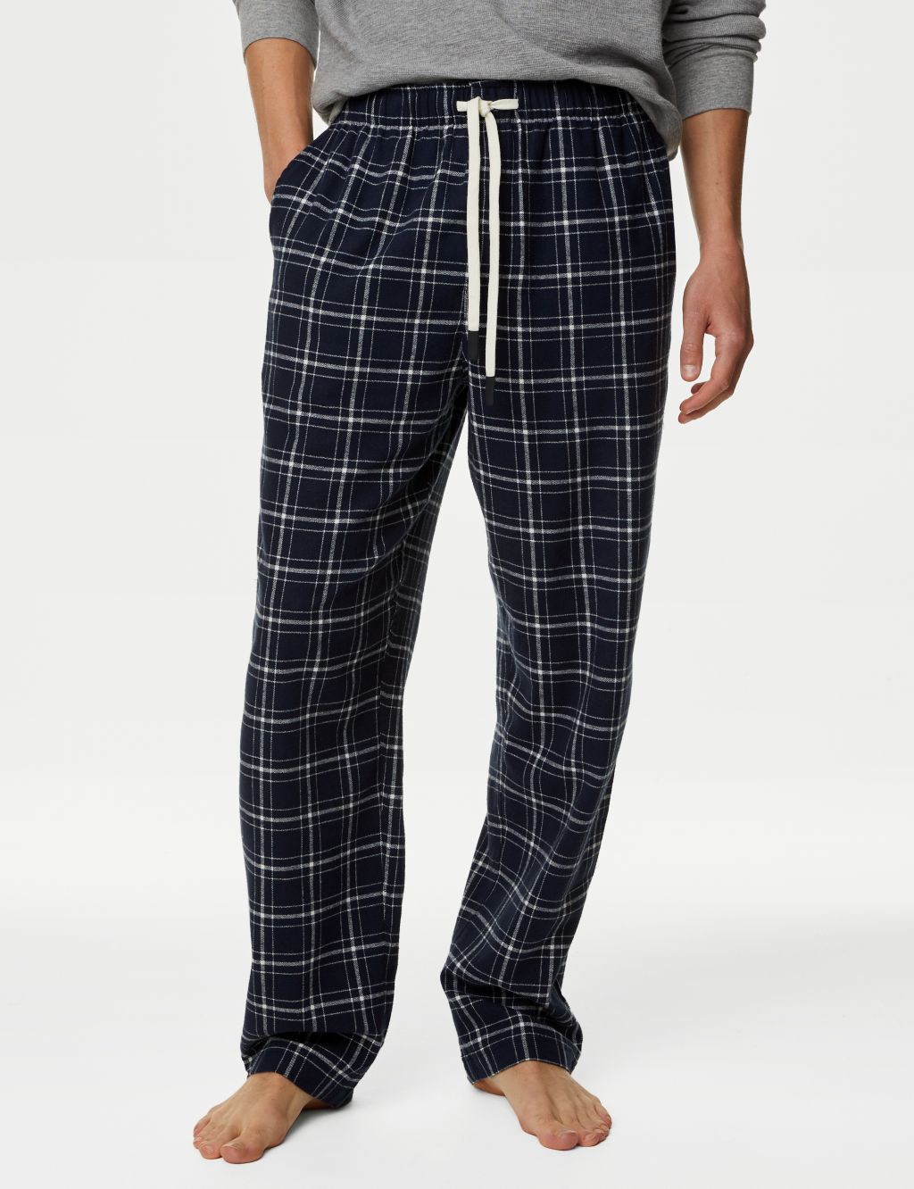 Brushed Cotton Checked Loungewear Bottoms image 3