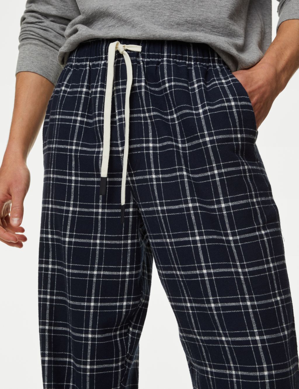 Brushed Cotton Checked Loungewear Bottoms image 4