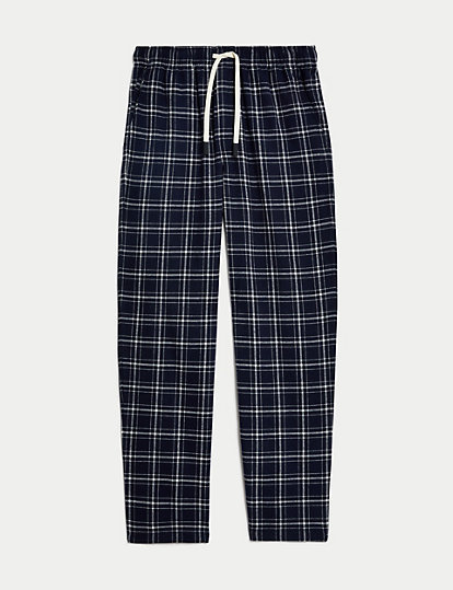 Brushed Cotton Checked Loungewear Bottoms