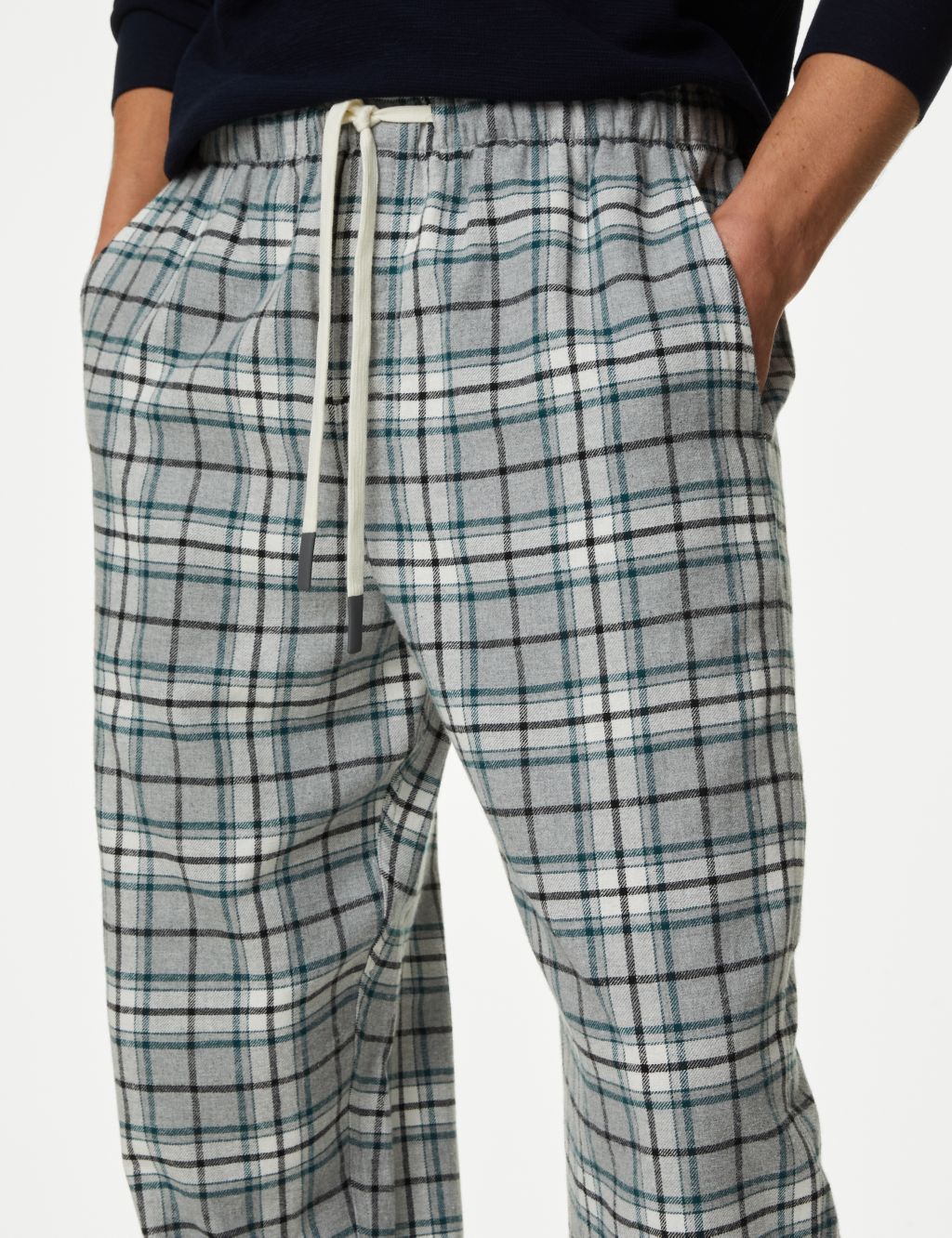 Brushed Cotton Checked Loungewear Bottoms image 4