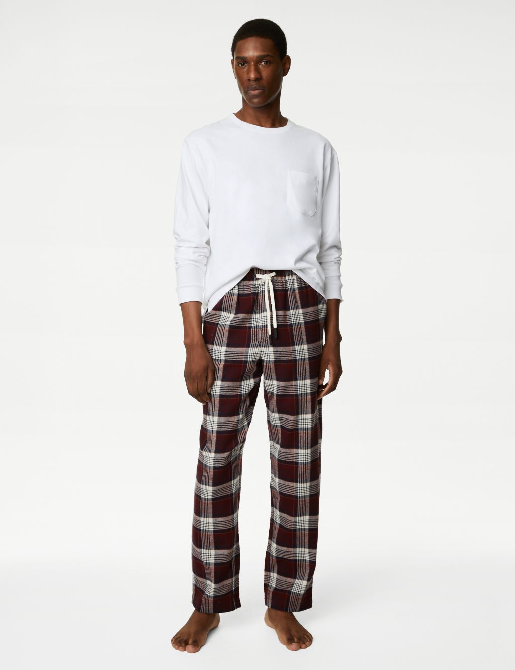 Brushed Cotton Checked Loungewear Bottoms image 1