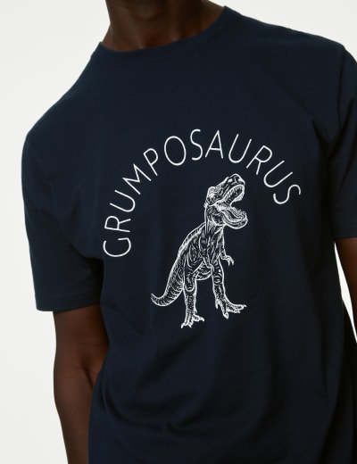 Pure Cotton Dinosaur Graphic Loungewear Top