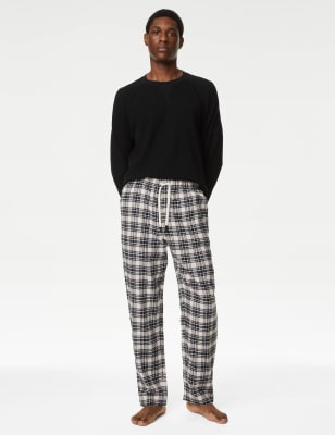 Brushed Cotton Checked Loungewear Bottoms