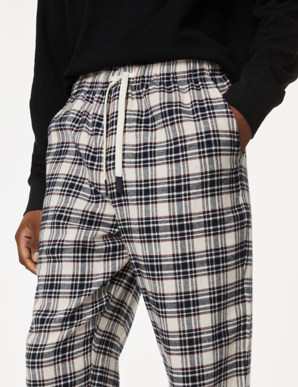 Brushed Cotton Checked Loungewear Bottoms image 4