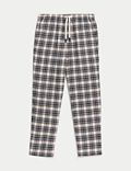 Brushed Cotton Checked Loungewear Bottoms