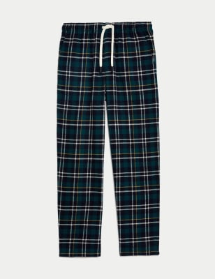 Brushed Cotton Checked Loungewear Bottoms