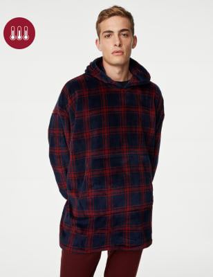 

Mens M&S Collection Fleece Checked Supersoft Oversized Hoodie - Navy Mix, Navy Mix