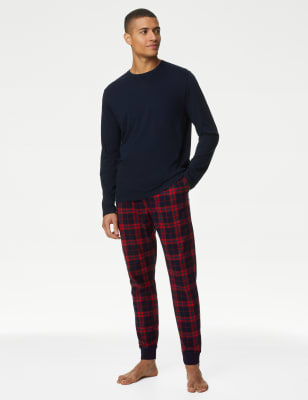 

Mens M&S Collection Supersoft Checked Loungewear Bottoms - Red Mix, Red Mix