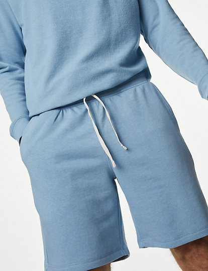 m&s collection cotton rich loungewear shorts - light blue, light blue