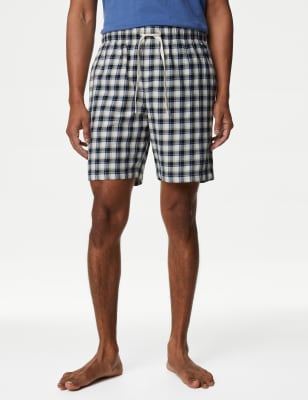 Pure Cotton Checked Loungewear Shorts