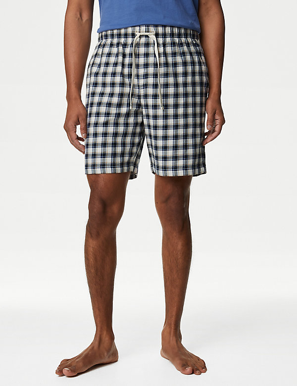Pure Cotton Checked Loungewear Shorts - JE