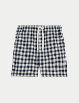 Pure Cotton Checked Loungewear Shorts