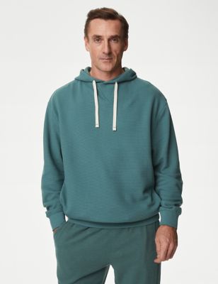 

Mens M&S Collection Pure Cotton Textured Oversized Hoodie - Smokey Green, Smokey Green