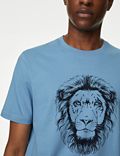 T-Shirt aus reiner Baumwolle mit Löwengrafik