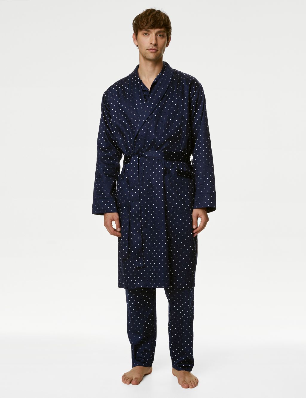 Pure Cotton Polka Dot Dressing Gown image 4