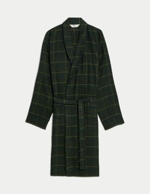 Pure Cotton Checked Dressing Gown