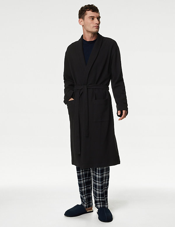 Pure Cotton Waffle Lightweight Dressing Gown - LV