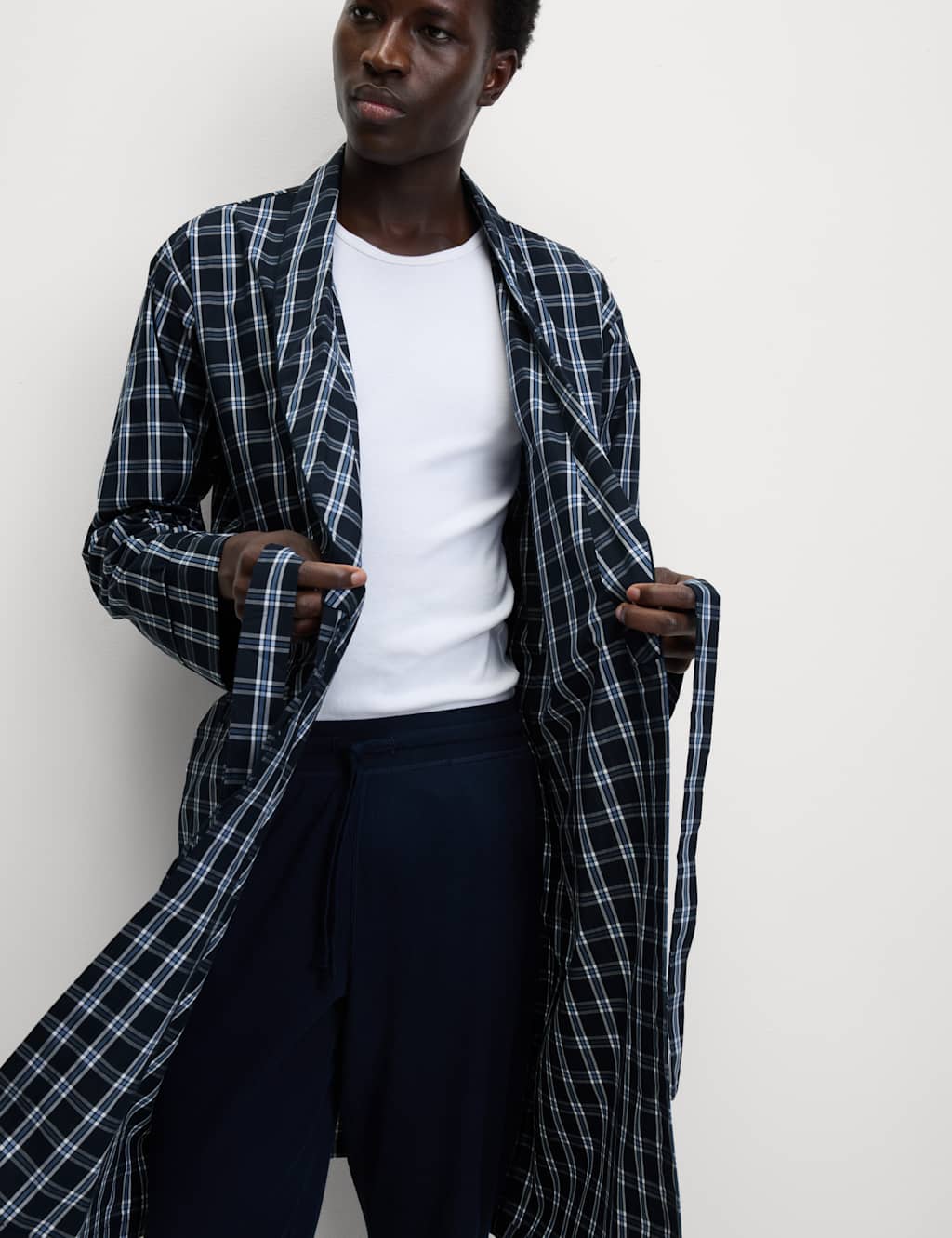 Pure Cotton Checked Dressing Gown