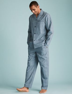  Ensemble pyjama 100 % coton peigné à carreaux - Turquoise