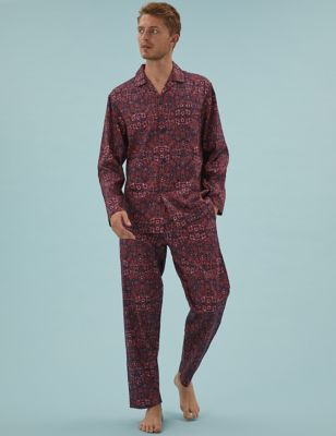 

Mens M&S Collection Pure Cotton Printed Pyjama Set - Burgundy Mix, Burgundy Mix