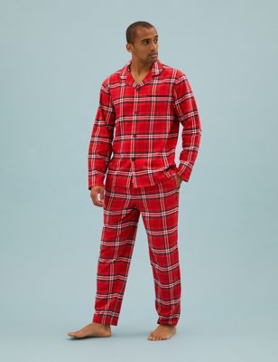 

Mens M&S Collection Longer Length Men's Checked Family Pyjama Set - Red Mix, Red Mix