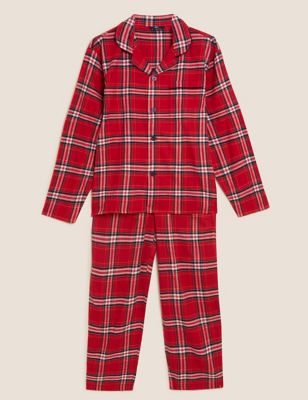 

Mens M&S Collection Longer Length Men's Checked Family Pyjama Set - Red Mix, Red Mix