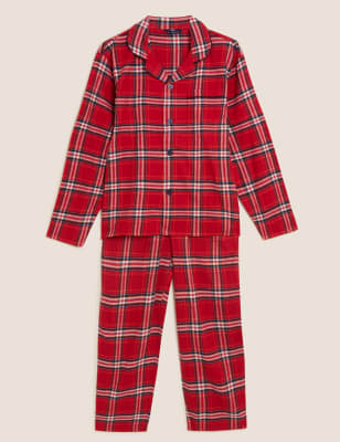 

Mens M&S Collection Longer Length Men's Checked Family Pyjama Set - Red Mix, Red Mix