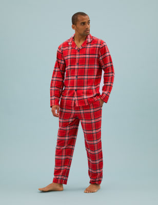 followme Mens Plaid Button Front Flannel Pajamas Set India