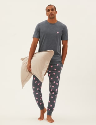 

Mens M&S Collection Men's Percy Pig™ Family Pyjama Set - Grey Mix, Grey Mix