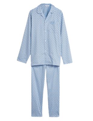 

Mens M&S Collection Pure Cotton Bee Print Pyjama Set - Light Blue Mix, Light Blue Mix