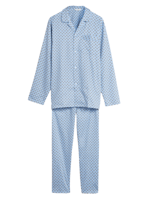 

Mens M&S Collection Pure Cotton Bee Print Pyjama Set - Light Blue Mix, Light Blue Mix