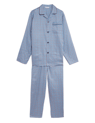 

Mens M&S Collection Schlafanzugset aus reiner Baumwolle mit Mosaikmuster - Orange Mix, Orange Mix