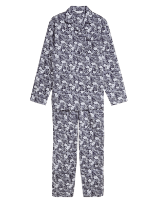 

Mens M&S Collection Pure Cotton Leaf Print Pyjama Set - Dark Navy Mix, Dark Navy Mix