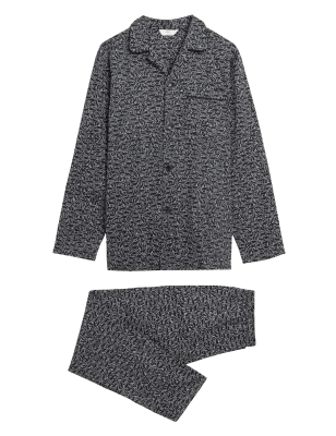 

Mens M&S Collection Schlafanzugset aus reiner Baumwolle mit Fuchsmotiv - Black Mix, Black Mix
