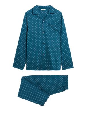 

Mens M&S Collection Pure Cotton Geometric Print Pyjama Set - Teal Mix, Teal Mix
