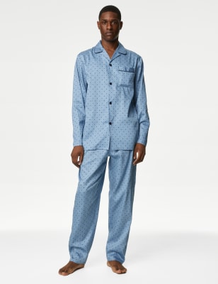 

Mens M&S Collection Pure Cotton Polka Dot Pyjama Set - Blue Mix, Blue Mix
